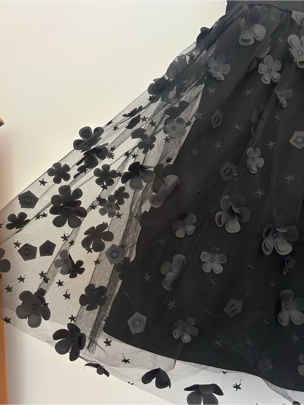 Altar’d State Black Floral 3D Appliqué Spaghetti Strap Mini Dress Size M - Picture 7 of 7